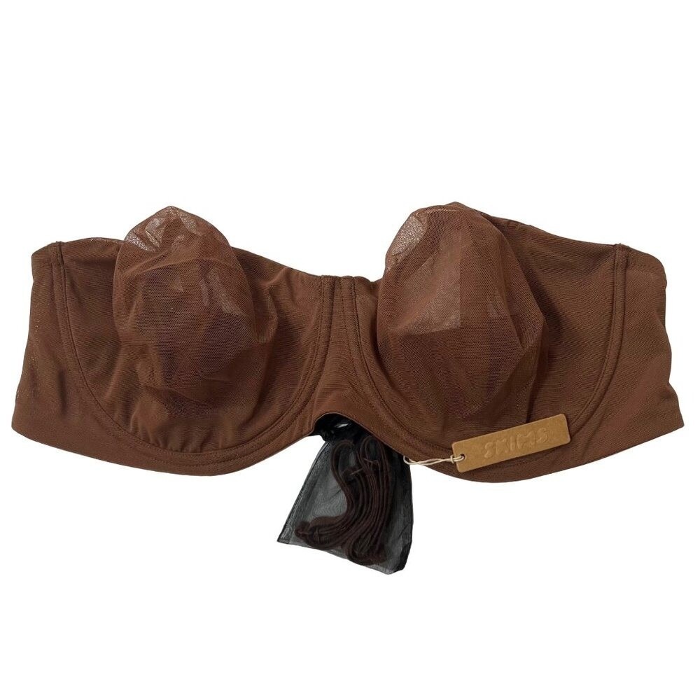 SKIMS Ultra Fine Mesh Strapless Bra Underwire Convertible 42D Jasper